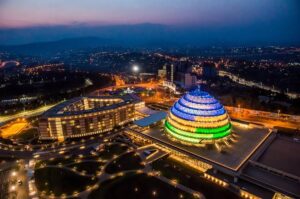 Kigali city skyline and streets, Rwanda